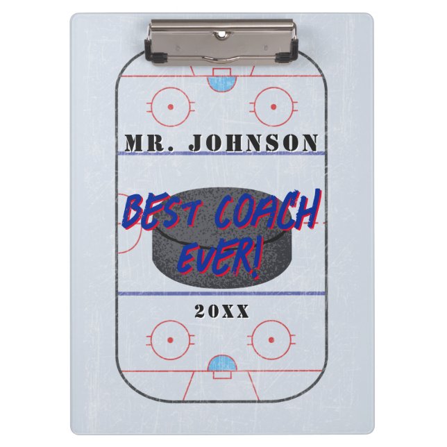 Porte-bloc Meilleur entraîneur de hockey sur glace (Devant)