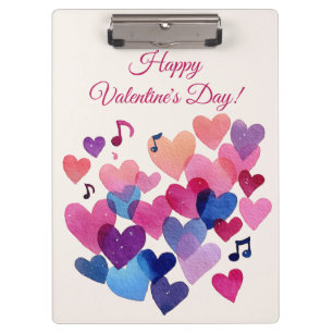 Porte-bloc Mélodie de cœur à l'aquarelle pour la Saint-Valent