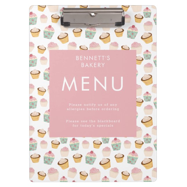 Porte-bloc Menu de la boulangerie de Cupcake (Devant)