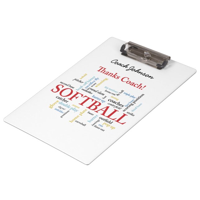 Porte-bloc Merci Les Mots De L'Entraîneur Softball Du Groupe, (Incliné)