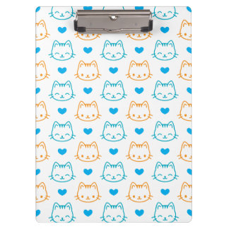 Porte-bloc Mignon motif de visages de chat turquoise et orang