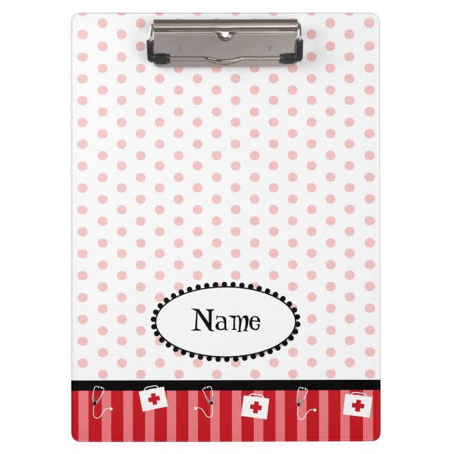Porte-bloc Mignon, personnalisable, rouge, médical (Devant)