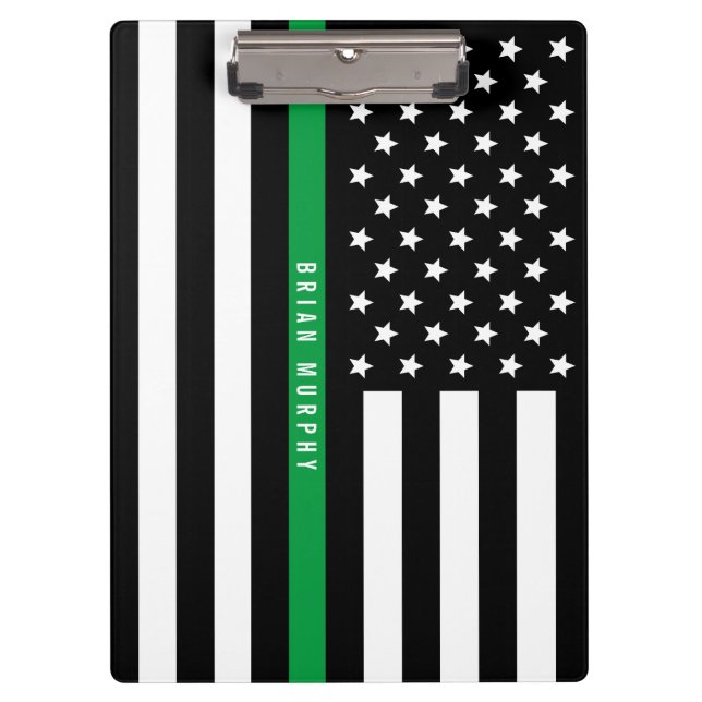 Porte-bloc Militaire mince ligne verte Nom du drapeau américa (Devant)