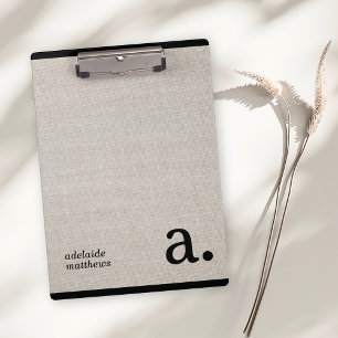 Porte-bloc Mini Beige Faux Linge Look Monogramme Nom