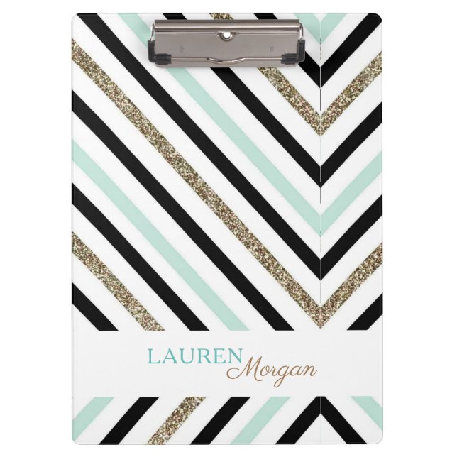 Porte-bloc Mint Gold Chevron ⎥ Porte - bloc personnalisé (Devant)