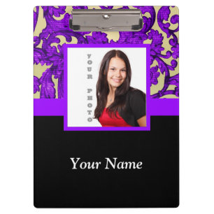 Porte-bloc Modèle photo damassé fleuri violet