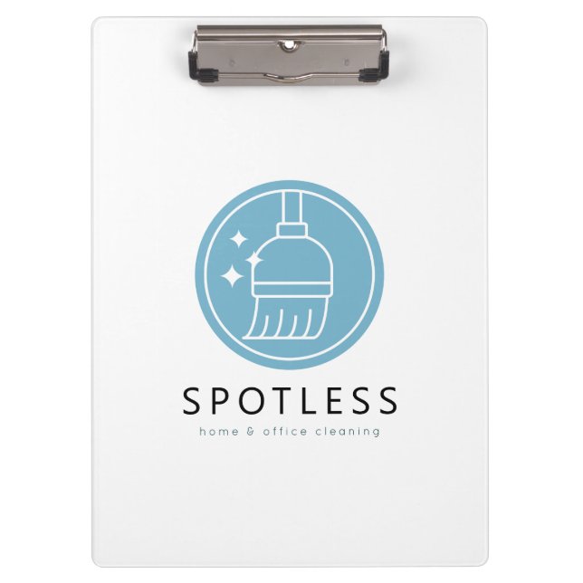 Porte-bloc Modern Blue Broom Logo Cleaning Service (Devant)