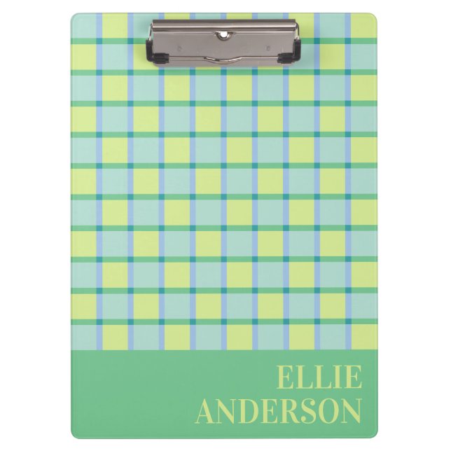 Porte-bloc Modern Checker Pastel Blue Green Lime Custom (Devant)