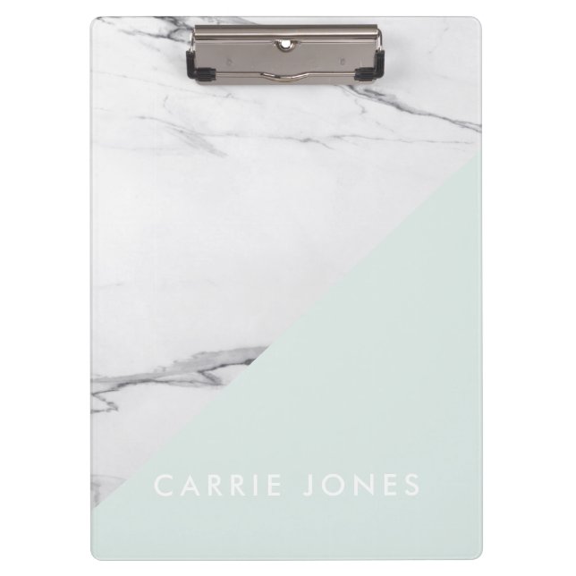 Porte-bloc Moderne Aqua Marbre blanc Business Élégant minimal (Devant)