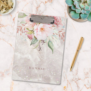 Porte-bloc Moderne Elégant rose Peony Floral Marbre