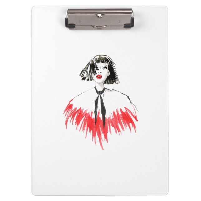 Porte-bloc Moderne Fille à la mode Noir et Rouge tendance (Devant)