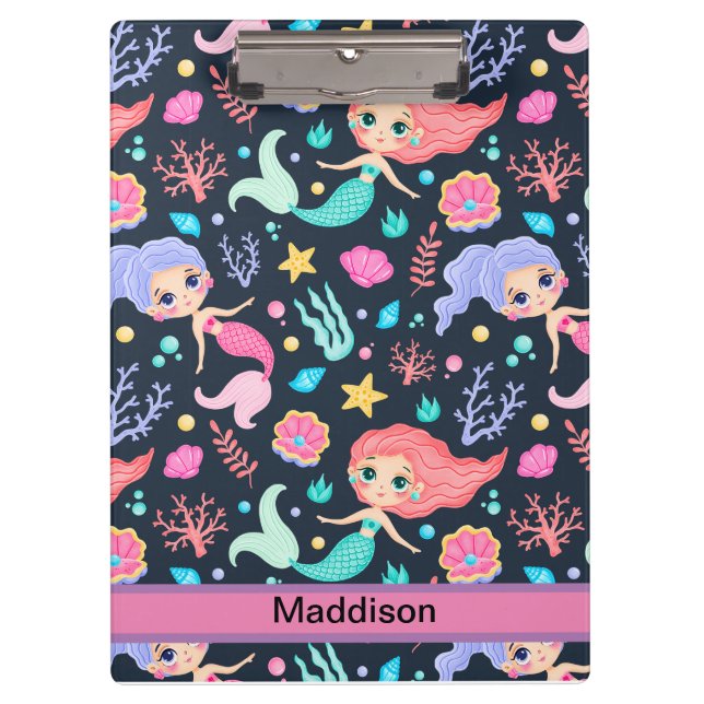 Porte-bloc Moderne mignonne sirène Motif rose (Devant)