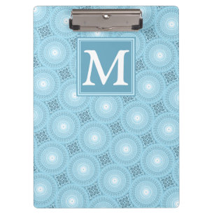 Porte-bloc Monogramme ange bleu cercles motif
