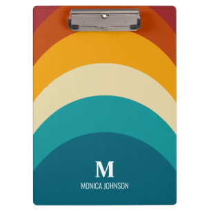 Porte-bloc Monogramme arc-en-ciel Nom personnalisé Retro Suns