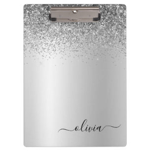 Porte-bloc Monogramme argenté paillettes scintillement écritu