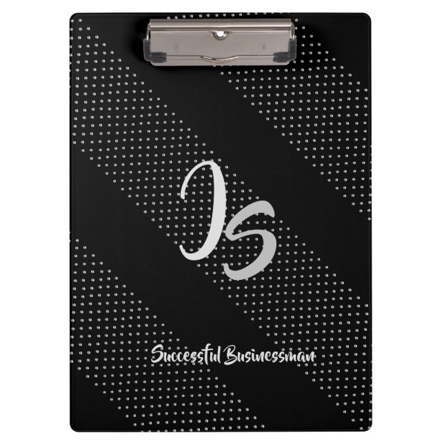 Porte-bloc Monogramme argenté personnel "d'homme d'affaires (Devant)