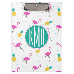 Porte-bloc Monogramme au néon des Flamants roses  
