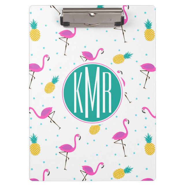 Porte-bloc Monogramme au néon des Flamants roses | (Devant)