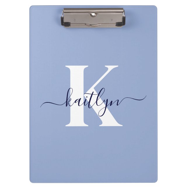 Porte-bloc Monogramme bleu moderne (Devant)