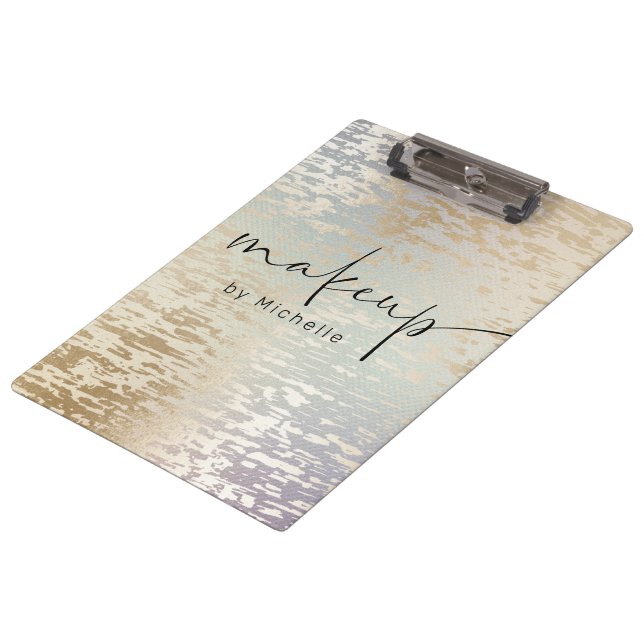 Porte-bloc Monogramme de maquillage de script moderne Iridesc (Incliné)