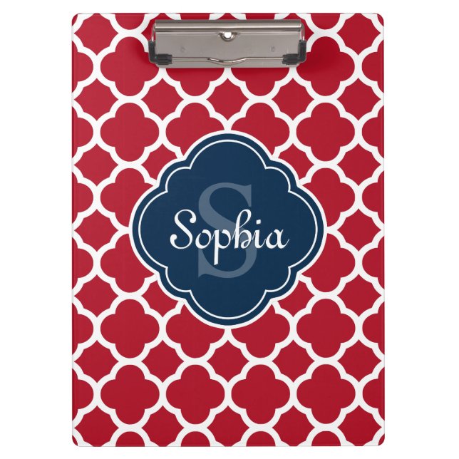 Porte-bloc Monogramme de marine Motif en treillis rouge (Devant)