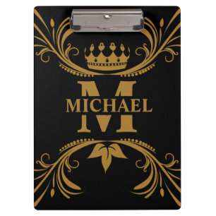 Porte-bloc Monogramme de nom d'or Art déco vintage