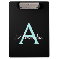 Monogramme de nom féminin écriture bleu sarcelle A