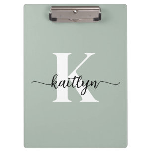 Porte-bloc Monogramme de script vert Sage