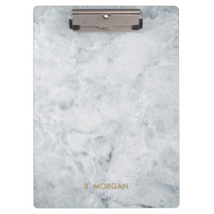 Porte-bloc Monogramme d'or minimaliste Marbre blanc