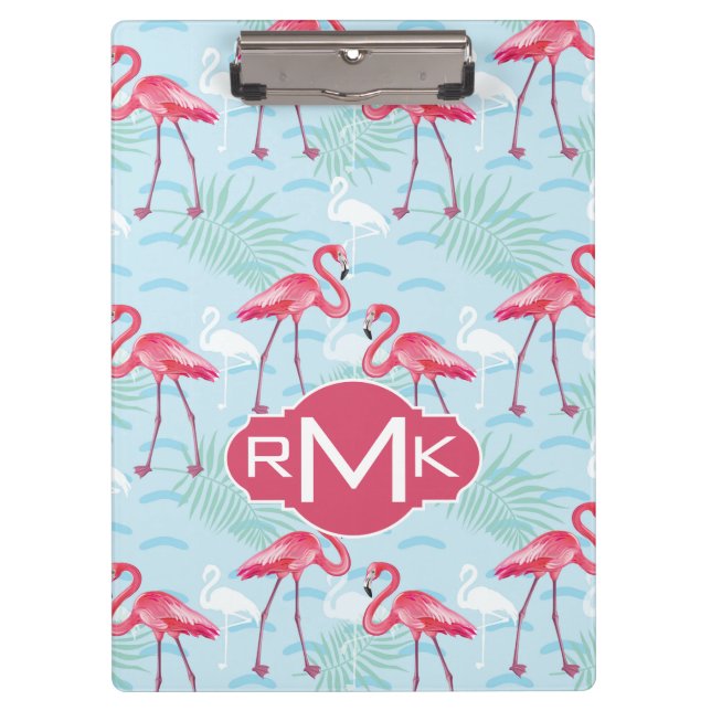 Porte-bloc Monogramme du motif | de Flamant rose (Devant)