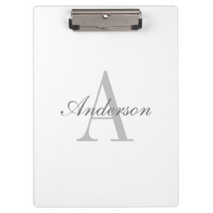 Porte-bloc Monogramme élégant blanc et gris