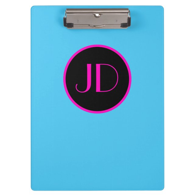 Porte-bloc Monogramme Emo Bleu Avec Texte Rose (Devant)