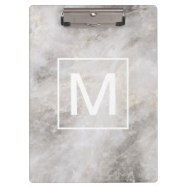 Porte-bloc Monogramme en marbre gris tendance
