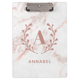 Porte-bloc Monogramme en marbre rose Toute initiale et nom pe