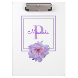 Porte-bloc Monogramme encadré rose pivoine violet