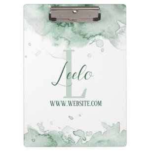 Porte-bloc Monogramme et nom Affirmation Aquarelle Gris Clipb