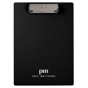 Porte-bloc Monogramme et nom personnalisés Black Sleek