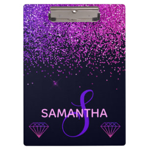 Porte-bloc Monogramme faux strass et diamants rose et violet
