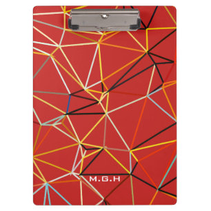 Porte-bloc Monogramme Géométrique Abstrait Rouge Dynamique