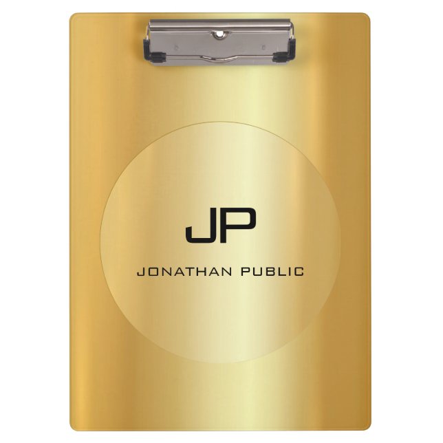 Porte-bloc Monogramme Gold de Faux Élégant Classique Personna (Devant)