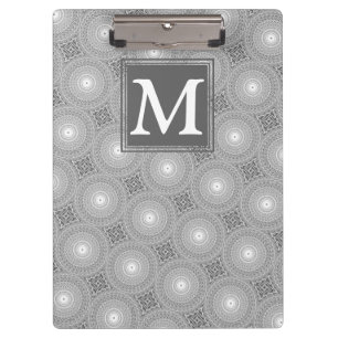 Porte-bloc Monogramme gris cercles motif