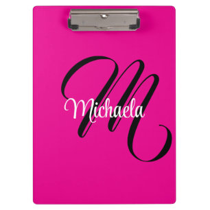 Porte-bloc Monogramme initial nom moderne minimaliste rose ch