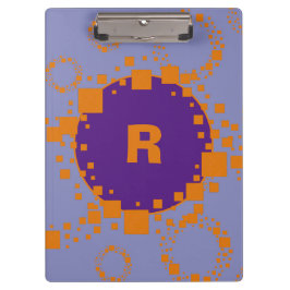 Porte-bloc Monogramme initial Purple Orange Cercles Carré Art