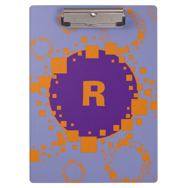 Porte-bloc Monogramme initial Purple Orange Cercles Carré Art (Devant)