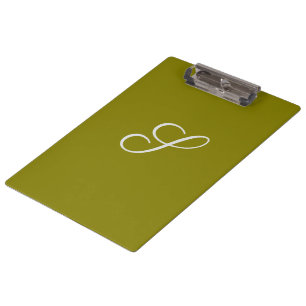 Porte-bloc Monogramme initiale minimaliste vert sauge