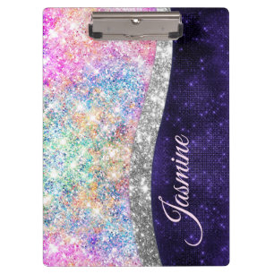 Porte-bloc monogramme irisé de fausse parties scintillant vio