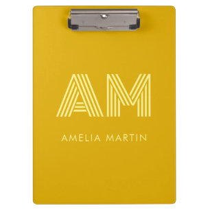 Porte-bloc Monogramme Jaune Moutarde Minimaliste