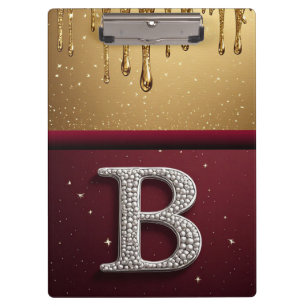 Porte-bloc Monogramme Lettre B Or Avec Métal qui Dégouline