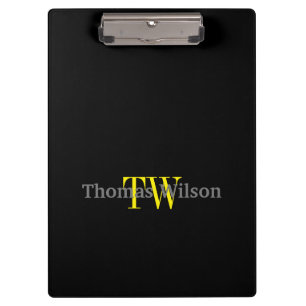 Porte-bloc Monogramme masculin minimaliste moderne noir et gr