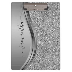 Porte-bloc Monogramme métallique nom manuscrit paillettes fau